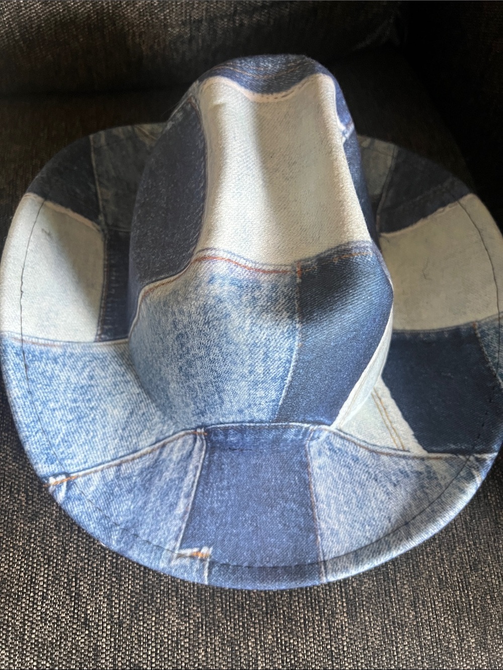 OTTO Patchwork Denim Fedora in Dark and Light Blue